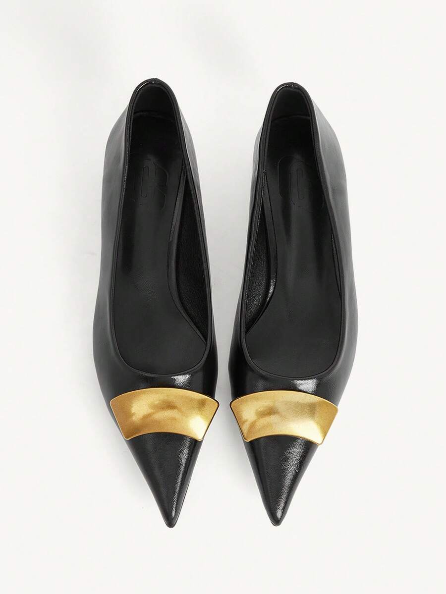 CUCCOO CHICEST Ballet Lace-Up Straps Pointed Kitten Heel Stiletto High Heels Small Shoes Leather Shoes - Black - View 1