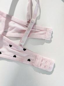 PetitDoll 1 chiếc quần lót nữ in hình trái tim, kiểu dáng thường ngày, có nơ trang trí. - Hồng - Xem 10