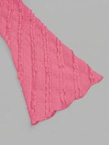 Sweetra Solid Color Flare Sleeve Slim Fit T-Shirt - Hot Pink - View 6