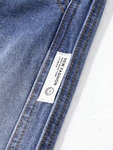 Pantalones vaqueros rectos de mezclilla azul lavada para niños pequeños - Azul - Ver 8