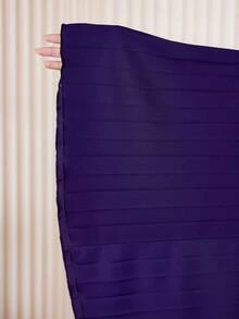 Modelyn Plus Size Elegant Solid Color Pleated Hem Dress, Summer - Purple - View 8