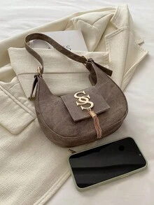 Women's Personalized Sling Bag, New Casual Korean Style Crescent Bag, Fashion Chain Simple Shoulder Crossbody Bag , Old Money - Brown - View 3