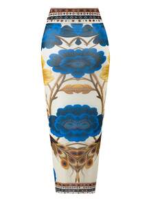 Swim Oasis Conjunto de 2 piezas de traje de baño estampado y falda larga de malla para vacaciones en la playa, conjunto de ropa de baño casual para mujer, Primavera/Verano 2026 - Multicolor - Ver 6