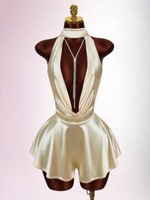 Amplova 2026新款优雅无袖连体裤，适合通勤穿着 - 米色 - 查看 1