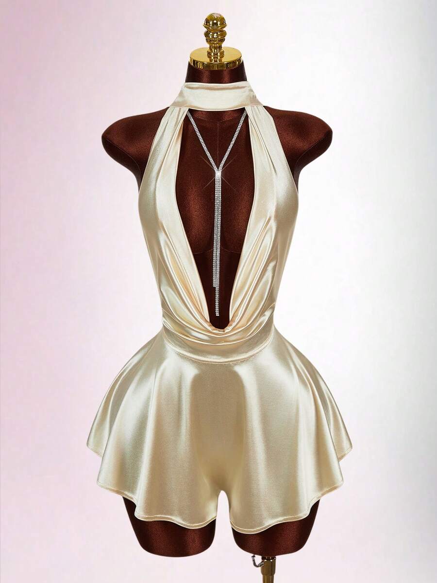 Amplova 2026新款优雅无袖连体裤，适合通勤穿着 - 米色 - 查看 1