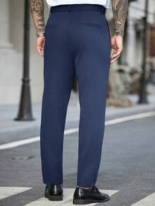 Manfinity Bizformal Men's Navy Blue Business Casual Pants - Navy Blue - View 2
