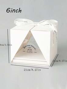 1 Cake Box With Handle, Available In 4/6/8 Inches, Handmade, Suitable For Packaging And Decoration At Weddings, Birthday Parties And Celebrations. - Clear - View 10