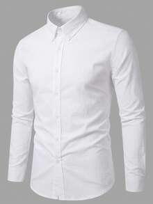 Manfinity Bizformal Men's White Textured Bubble Crinkle Button-Front Long Sleeve Shirt, Spring/Summer - White - View 4