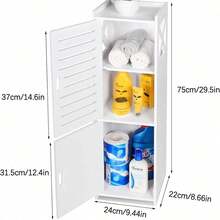 Kệ đựng đồ trong phòng tắm có cửa, kích thước rộng 24cm x cao 75cm, kệ bên hông bồn cầu, phụ kiện phòng tắm. - trắng - Xem 10