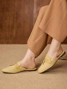 MOTF PREMIUM 女士舒适简约流苏装饰平底鞋 - 杏色 - 查看 8