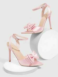 CUCCOO SZL Sandal Wanita Modis Berwarna Putih Transparan PVC Bening dengan Hak Kristal, Sandal Hak Sedang Ujung Persegi untuk Perjalanan, Kencan, Pesta, Liburan, Pernikahan, Sepatu Musim Semi - Merah muda 19 - View 2
