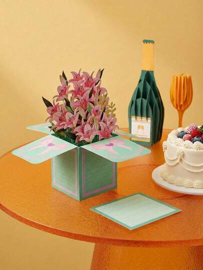 Joivida 1 Pc Greeting Cards 2 Styles Wine/Flower Theme 3D Pop-Up Cards Stylish Creative Confession Cards For Couples Romantic Ritual Greeting Cards