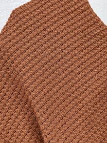 SHEIN Brown Maternity Dress With A Knotted Front And Ruffled Hem, Featuring An Irregular Hem; Perfect For Summer Vacations. - Khaki - View 7