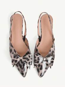 CUCCOO CHICEST 女士时尚蝴蝶结通勤办公优雅尖头平底鞋 - 棕色 - 查看 1