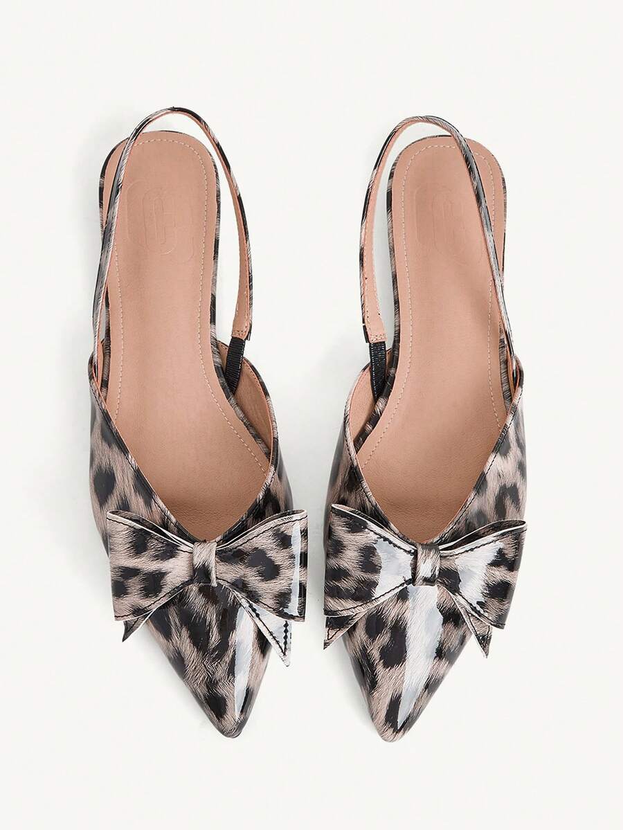 CUCCOO CHICEST 女士时尚蝴蝶结通勤办公优雅尖头平底鞋 - 棕色 - 查看 1