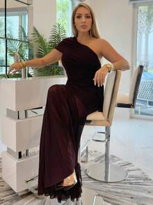 Cioccolato El vestido burdeos con una falda acampanada fluida es elegante y sofisticado, adecuado para vacaciones, bodas, cumpleaños, graduaciones y otras ocasiones. El corte ajustado lo convierte en una excelente opción para el otoño, disfraces de Navidad, disfraces de Halloween, atuendo para citas, atuendo de invitado de boda y atuendo formal de invitado de boda. - Rojo violeta - Ver 5