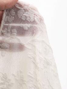 FRIFUL 女士网纱高领透视上衣，秋季叠穿单品 - 杏色 - 查看 3