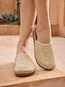 Styleloop Zapatos planos sin cordones para mujer, estilo bohemio, retro americano, bohemio, occidental, festival de música, atuendo de fiesta - Albaricoque - Ver 2