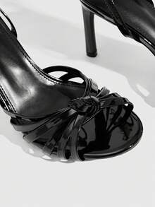 CUCCOO SZL Women's Fashionable White Transparent Clear PVC Crystal Heeled Mule Sandals, Square Toe Mid Heel Sandals For Commute, Date, Party, Holiday, Wedding Prom Heels Summer - Black 121 - View 2