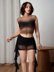 Lupita Cardoza 女式褶皱低腰裙，带垂褶细节 - 黑色 - 查看 6