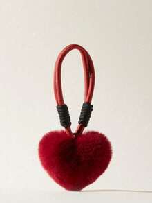 Joivida 1Pc Genuine Rex Rabbit Fur Red Bracelet – Fluffy Heart Bag Charms Cute Wholesale Pendants Toys - Multicolor - View 12