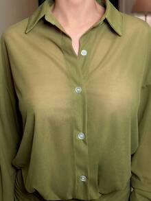 hhfernanda 2025 Women's Solid Color Mini Dress, Fashionable For Commuting - Green - View 3