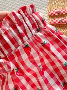 SHEIN EZwear 女士红色格子梭织阔腿裤 - 紅色 - 查看 6