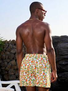 Manfinity VDAYZ 男士水果印花抽绳腰带沙滩短裤 - 彩色 - 查看 6