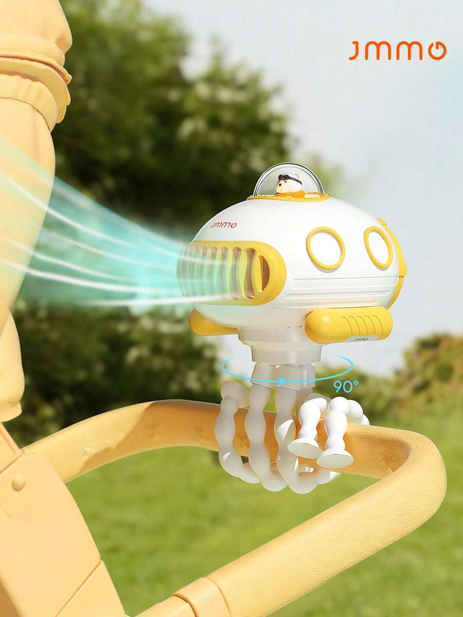 JMMO 便携风扇，潜水艇风扇，一款有趣的桌面小风扇，可手持、站立、悬挂或摇晃，3档风速，网罩防止夹手 - 白色 - 查看 1