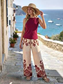 EMERY ROSE Women's Elegant Pleated V-Neck Apricot Short Sleeve Blouse - Multicolor - View 1