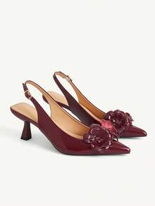 CUCCOO CHICEST Fashion, Versatile And Comfortable Women's High-Heeled Shoes Straps, With Skirts Spring Shoes Wedding Shoes Bride Shoes - Burgundy - View 1