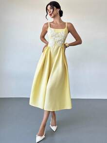 Firerie Vestido de mujer con volantes y bordado floral elegante - Rosa - Ver 10