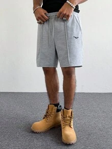 PAVTROS Men's Solid Color Casual Drawstring Elastic Waist Shorts With Pockets, Versatile For Summer Men Shorts Gym Men's Shorts Grey Shorts Men Men Knit Shorts Men's Sweatshorts - Light Grey - View 6