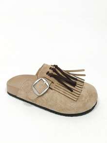 Solecia Women's Tassel Design Casual Versatile Flat Sandals - Apricot - View 13