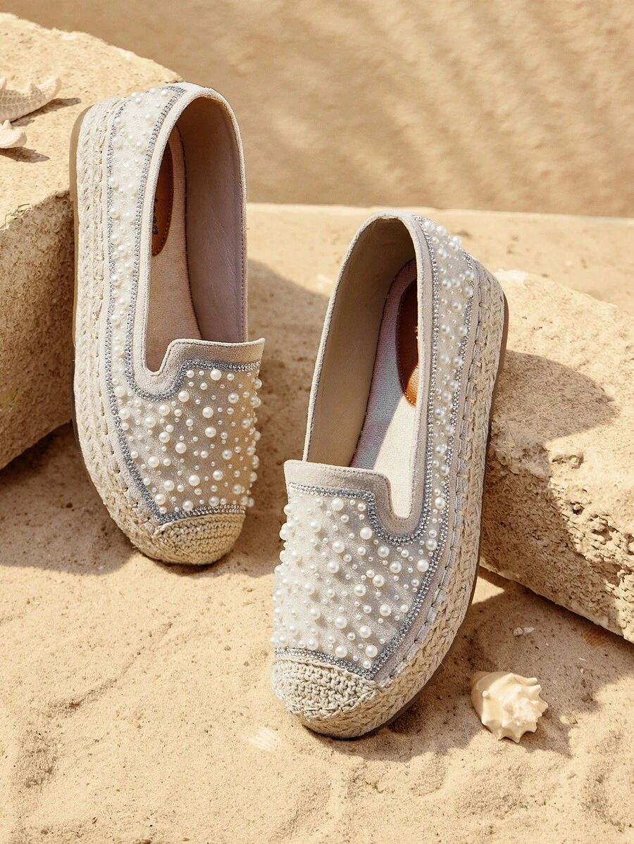 Styleloop 女士平底一脚蹬鞋，波西米亚风格，复古美式，波西米亚风，西部风，音乐节，派对装 - 米色 - 查看 1