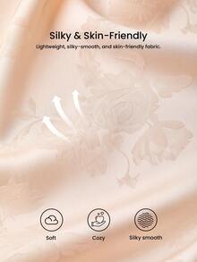 LUVLETTE 新娘浪漫礼物香槟色缎面睡袍 - 优雅吊带睡裙，白色蕾丝边饰，完美婚礼礼物内衣睡衣 - 杏色 - 查看 6