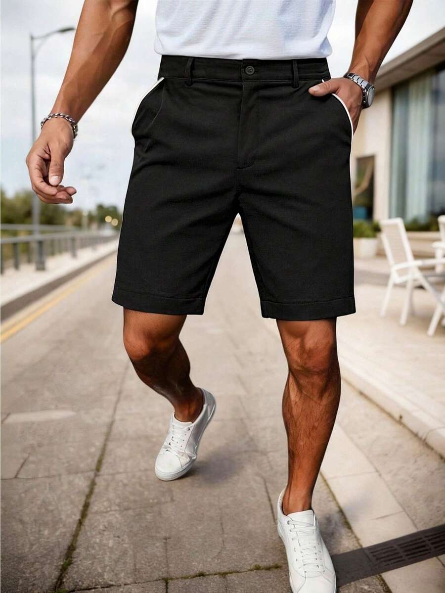 Manfinity Homme Hombres Shorts bermuda con bolsillo oblicuo - Negro - View 1