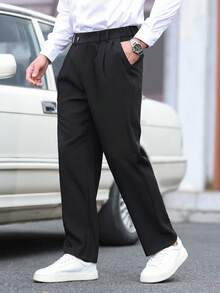 Manfinity Mode Men's Business Casual Solid Color Suit Pants Formal Pant Korean Pants For Men Pants For Men Casual For Ceremony - Black - View 3