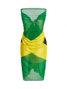Slaydiva Plus Size Women Wrap Around Beach Cover Up Dress, Resort Casual Style, For Summer Vacation - Multicolor - View 7