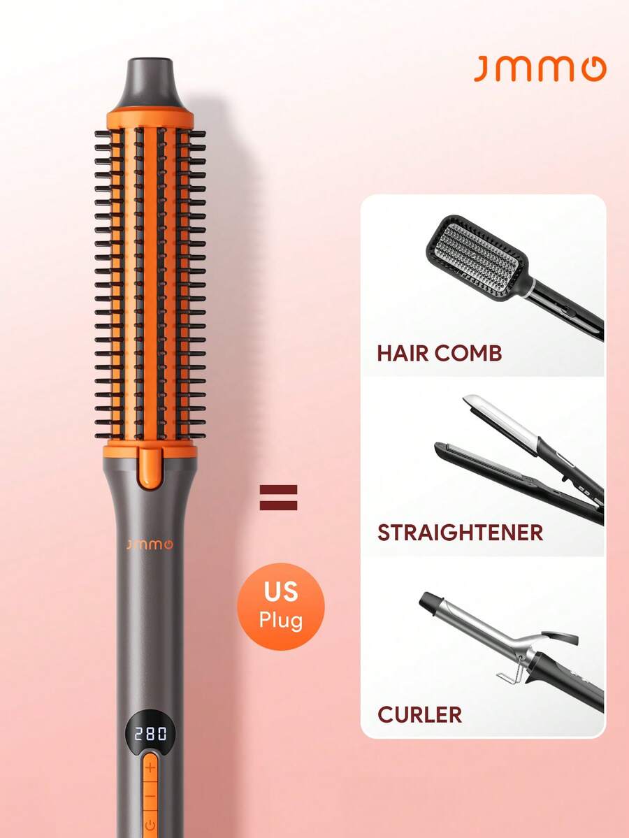 JMMO 美发 | 三合一离子卷发棒/直发器/梳子，陶瓷电气石离子卷发棒，适用于所有发质 - 美规插头 - 美規A型插(110-127V) - 查看 1