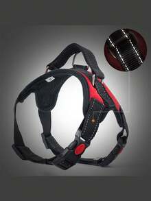 Dog Harness Suitable For Small, Medium,And Large Dogs, With Reflective Pull-Handle Design, Breathable Design. - Red - View 4