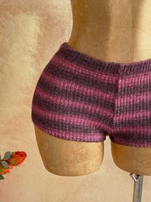 Soleia 2件套 女士秋冬吊带条纹上衣和超短裤 - 粉色 - 查看 4