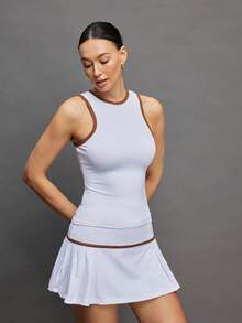 Activina Women's Letter Print Trim Casual Fitness Sports Tank Top - White - View 7