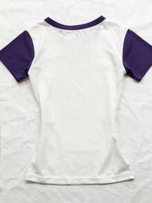 Glimmora Y2K 女款黑白撞色骷髅吉他图案圆领休闲街头风上衣，适合日常街头穿搭 - 彩色 - 查看 2