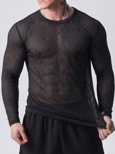 Camiseta casual de fitness con orificios para ventilación para hombres