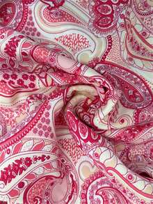 Elenzga Women's Elegant Casual Print V-Neck Ruffle Sleeve Waist Tie A-Line Short Dress, Spring/Summer - Hot Pink - View 7