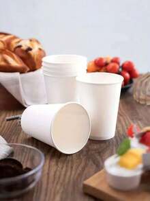 100/50pcs 9oz Paper Coffee Cups, Water Cups, Beverage Cups, Milk Cups, Juice Cups, Suitable For Hot/Cold Drinks, White Paper Disposable Cups For Office, Party, Picnic, Travel & Events - White - View 6