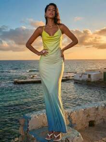 Nevyona 女士渐变色露背吊带连衣裙 - 彩色 - 查看 1