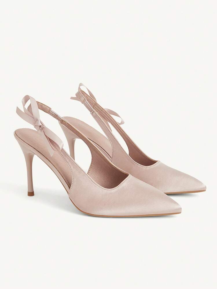 CUCCOO CHICEST Women Shoes New Nude French Sexy Closed Toe High Heels Fashion Low Vamp Bow Stiletto Cross With Satin Fashion Elegant Dress Party Bridal Wedding Shoes Women's Shoes Wedding Shoes Summer Shoes Bride Shoes