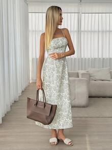 Easowa 夏季休闲佩斯利印花系带露背吊带连衣裙 - 彩色 - 查看 3